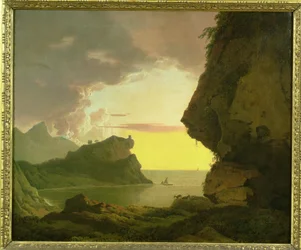 Puesta de sol en la costa cerca de Nápoles, c.1785-90